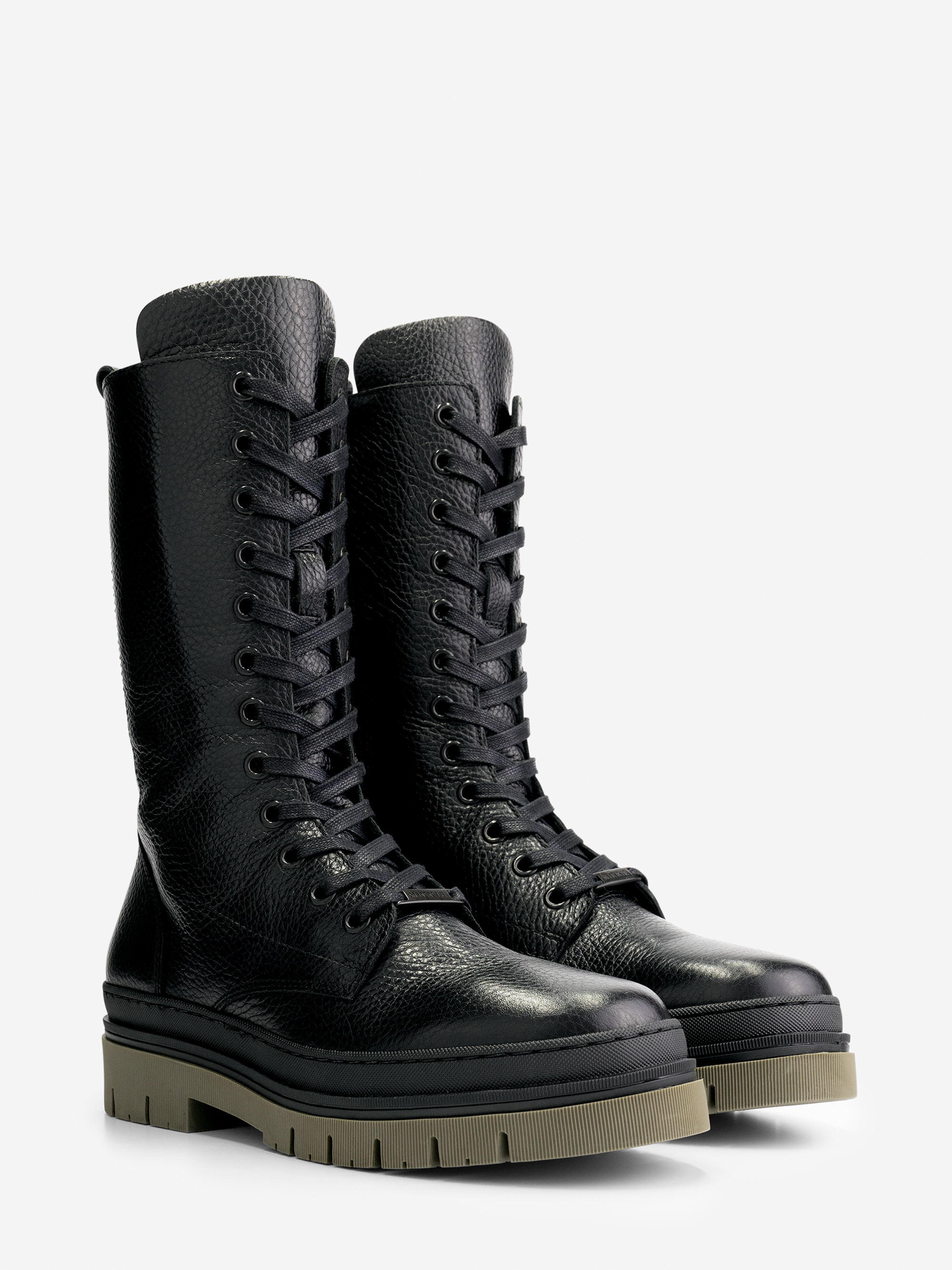 High Leather Boots with colored sole