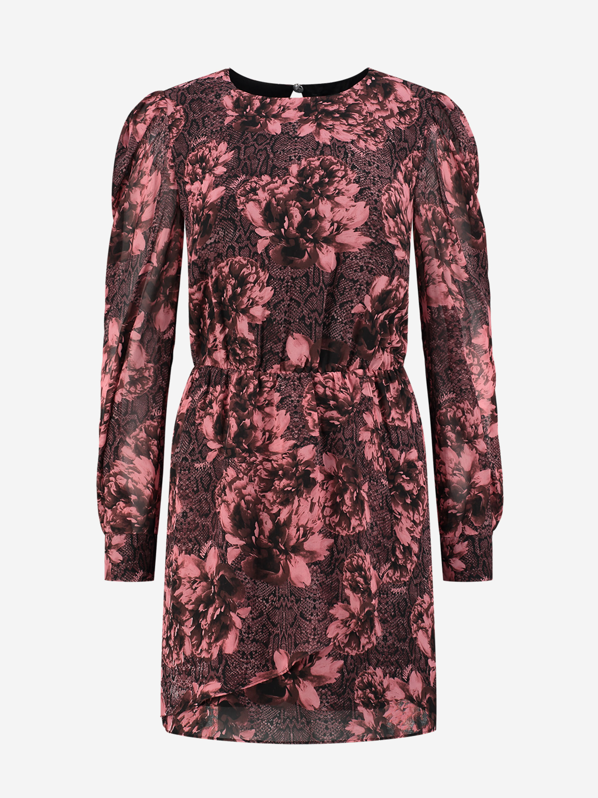 Dress with rose snake print