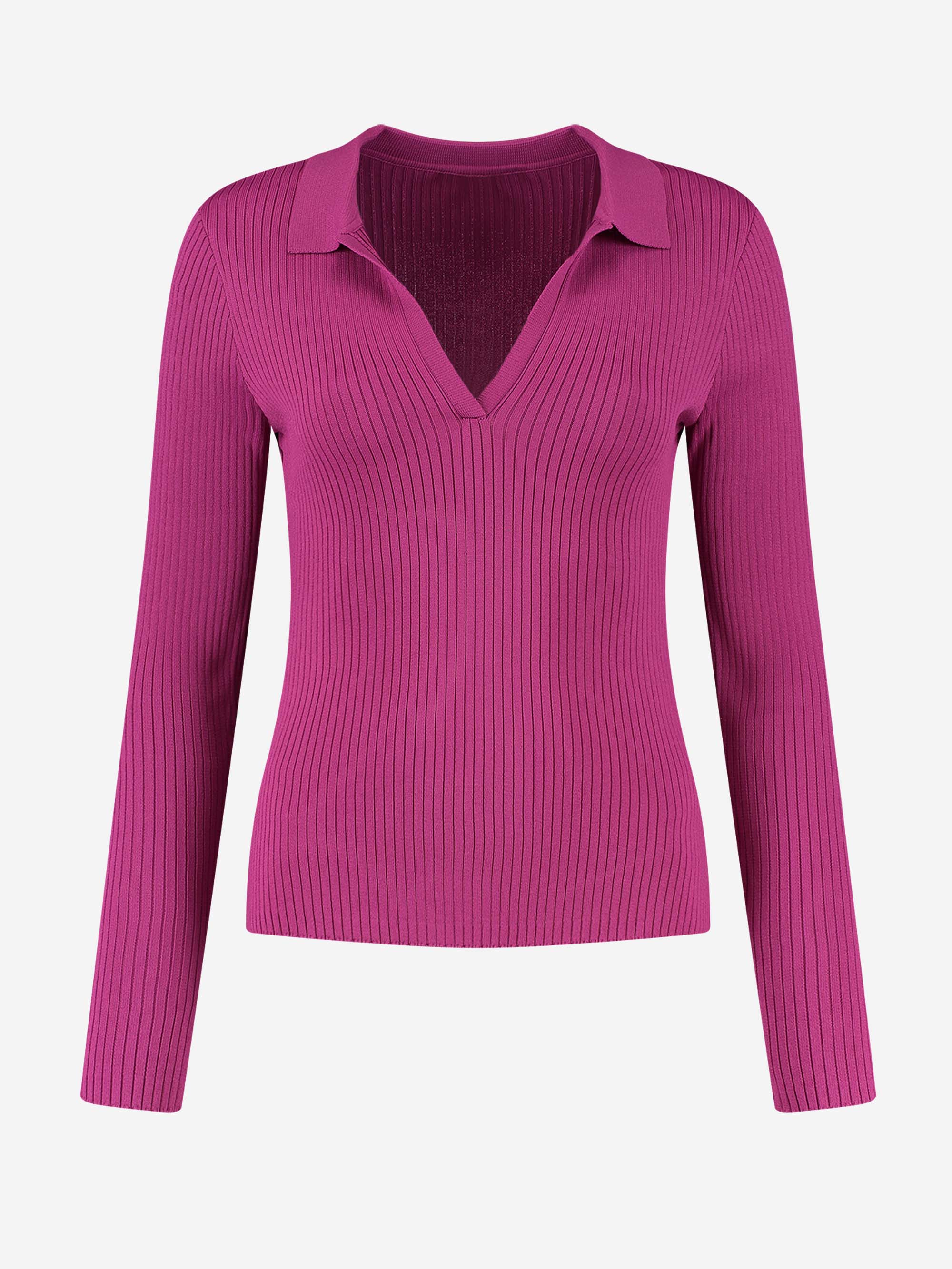 Fitted rib top with collar 
