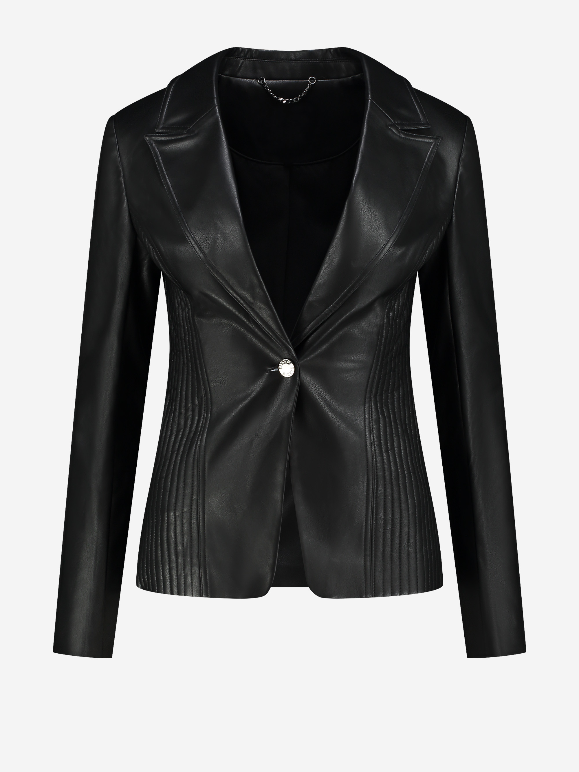 Vegan leather fitted blazer
