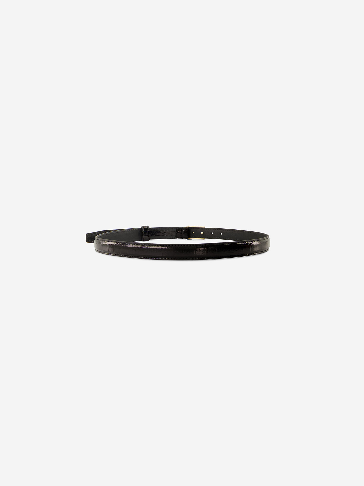 Leather belt with logo buckle