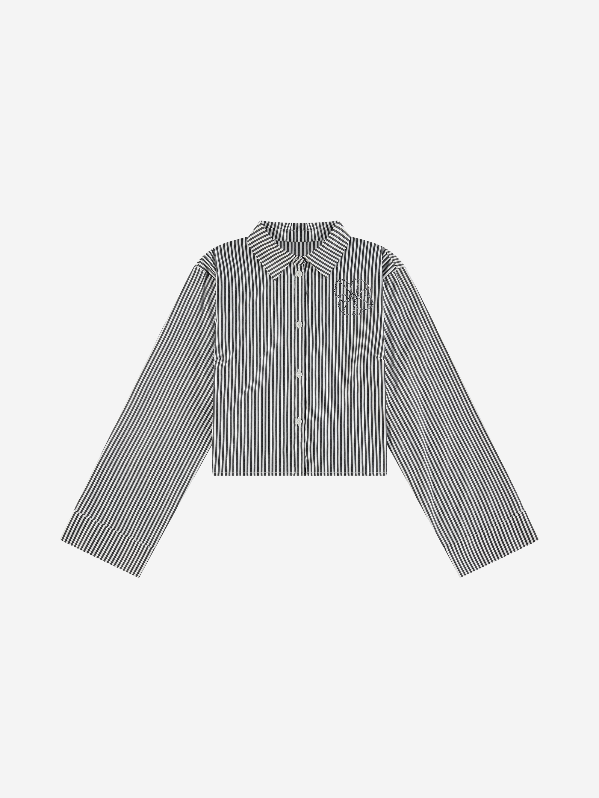 Cropped blouse met wijde mouwen en strass details