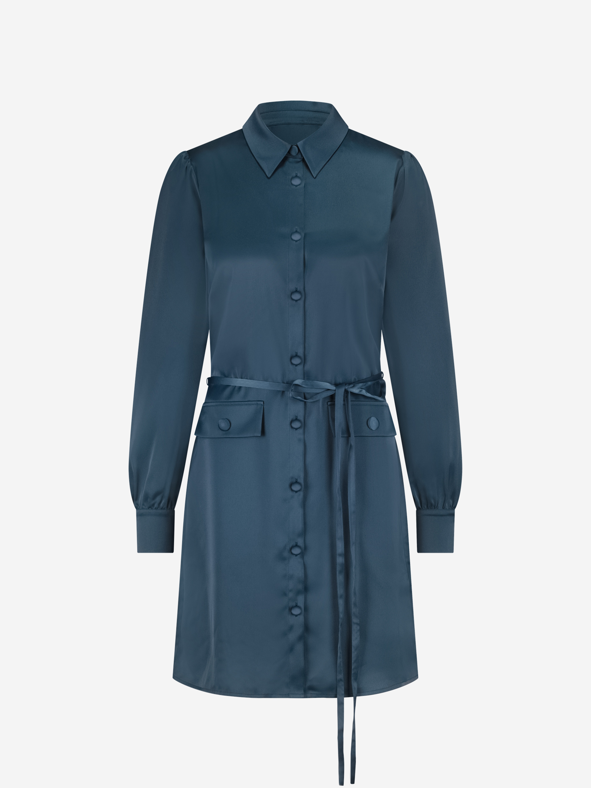 Satin dress with belt
