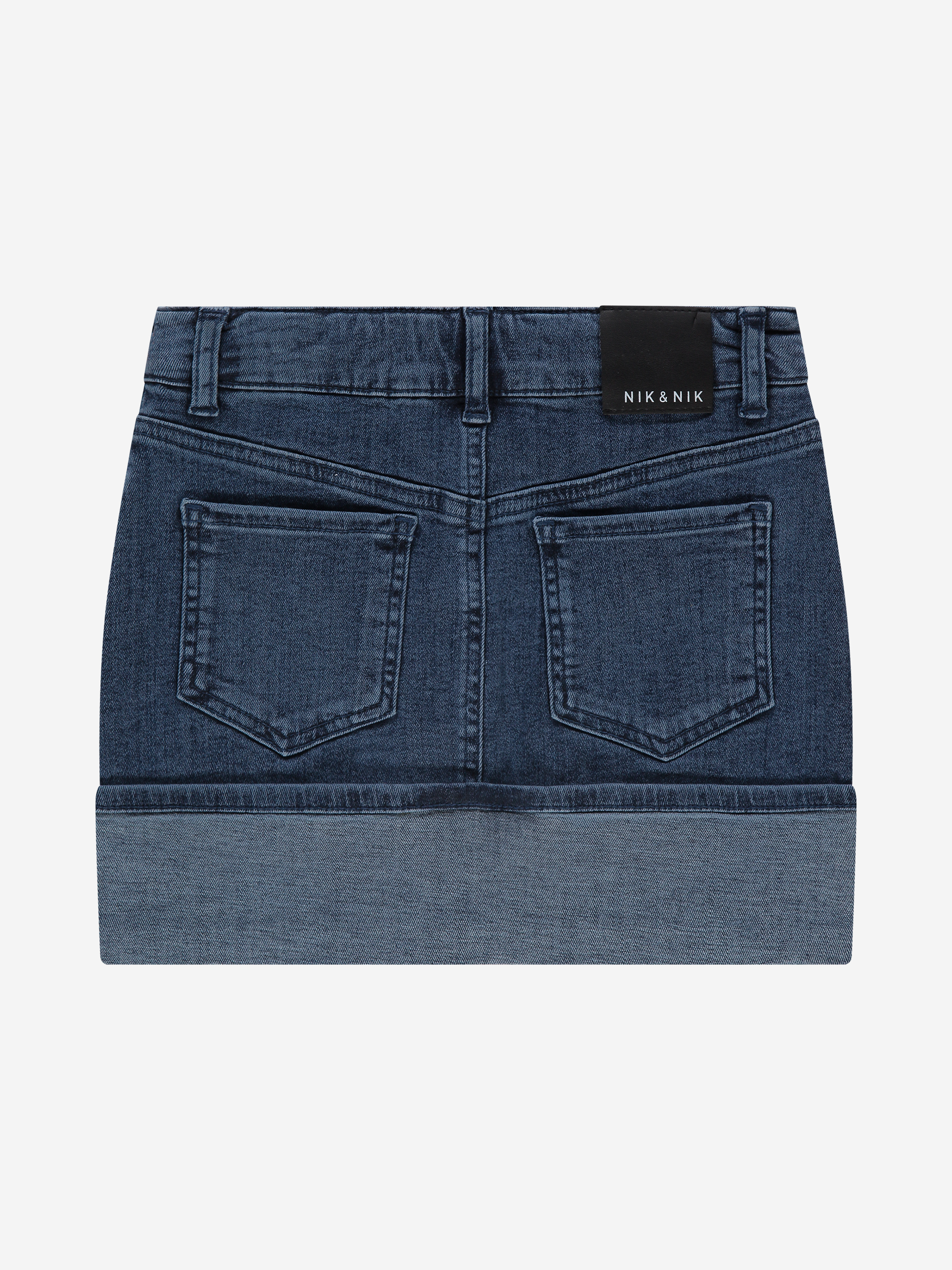 Short denim skirt with folded edge