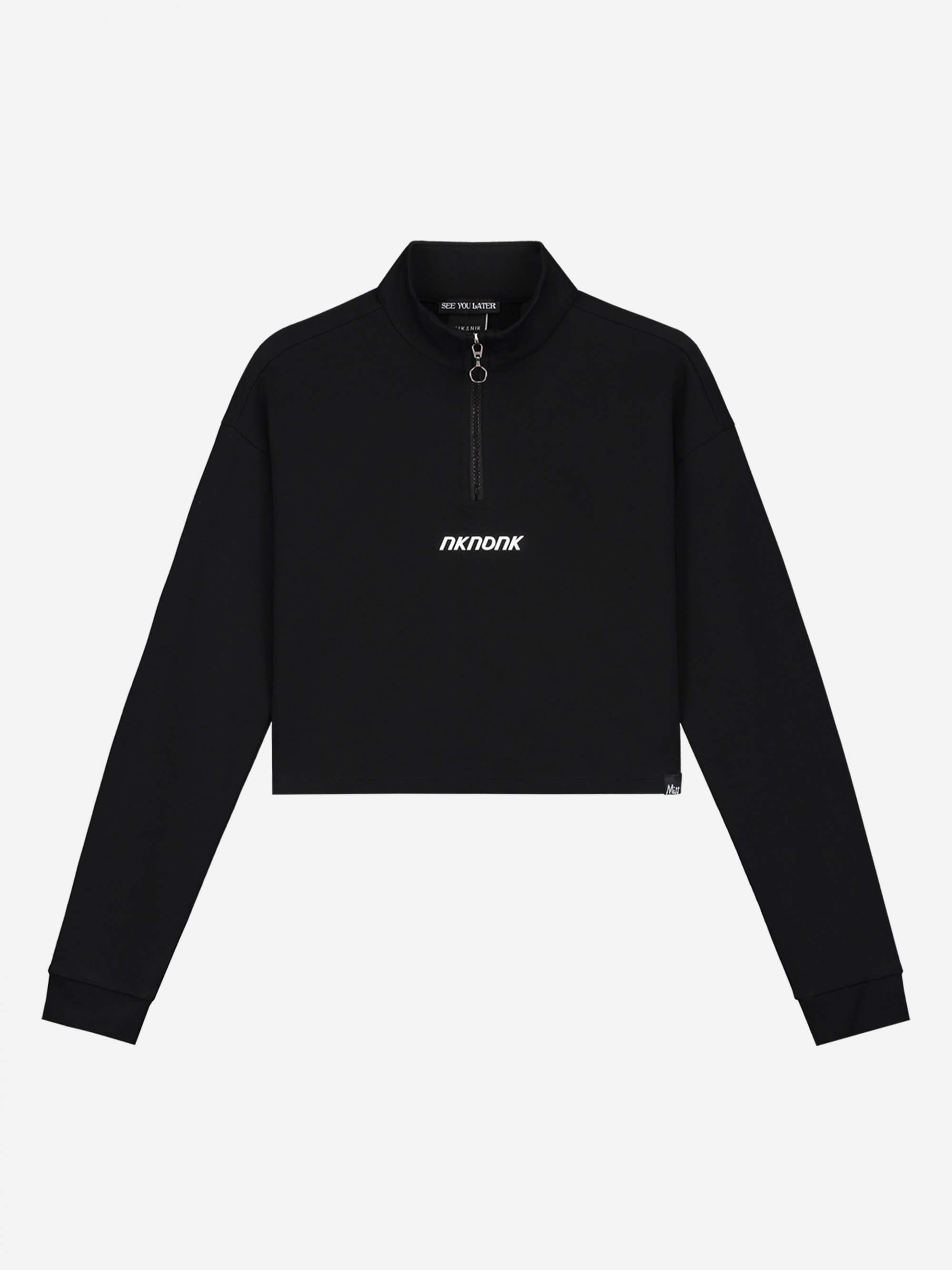 Cropped sweater with zipper 