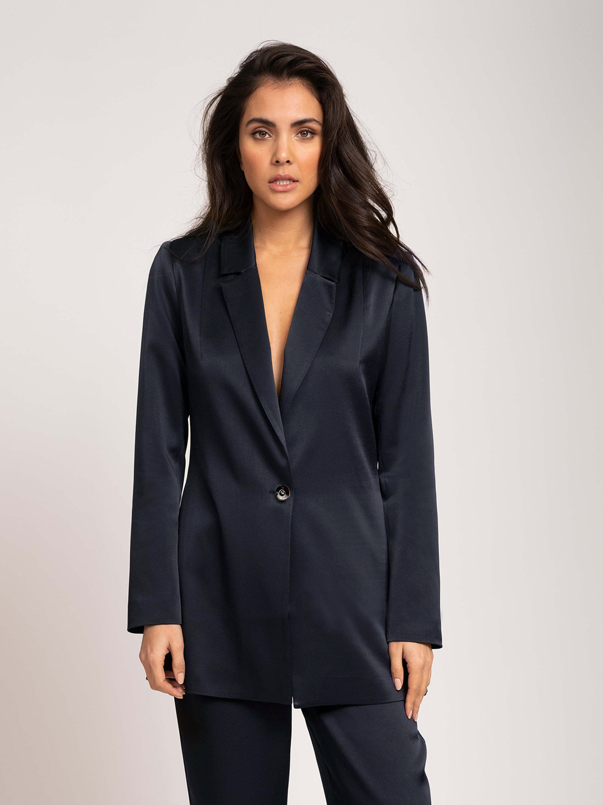 Satijnachtige single-breasted blazer 