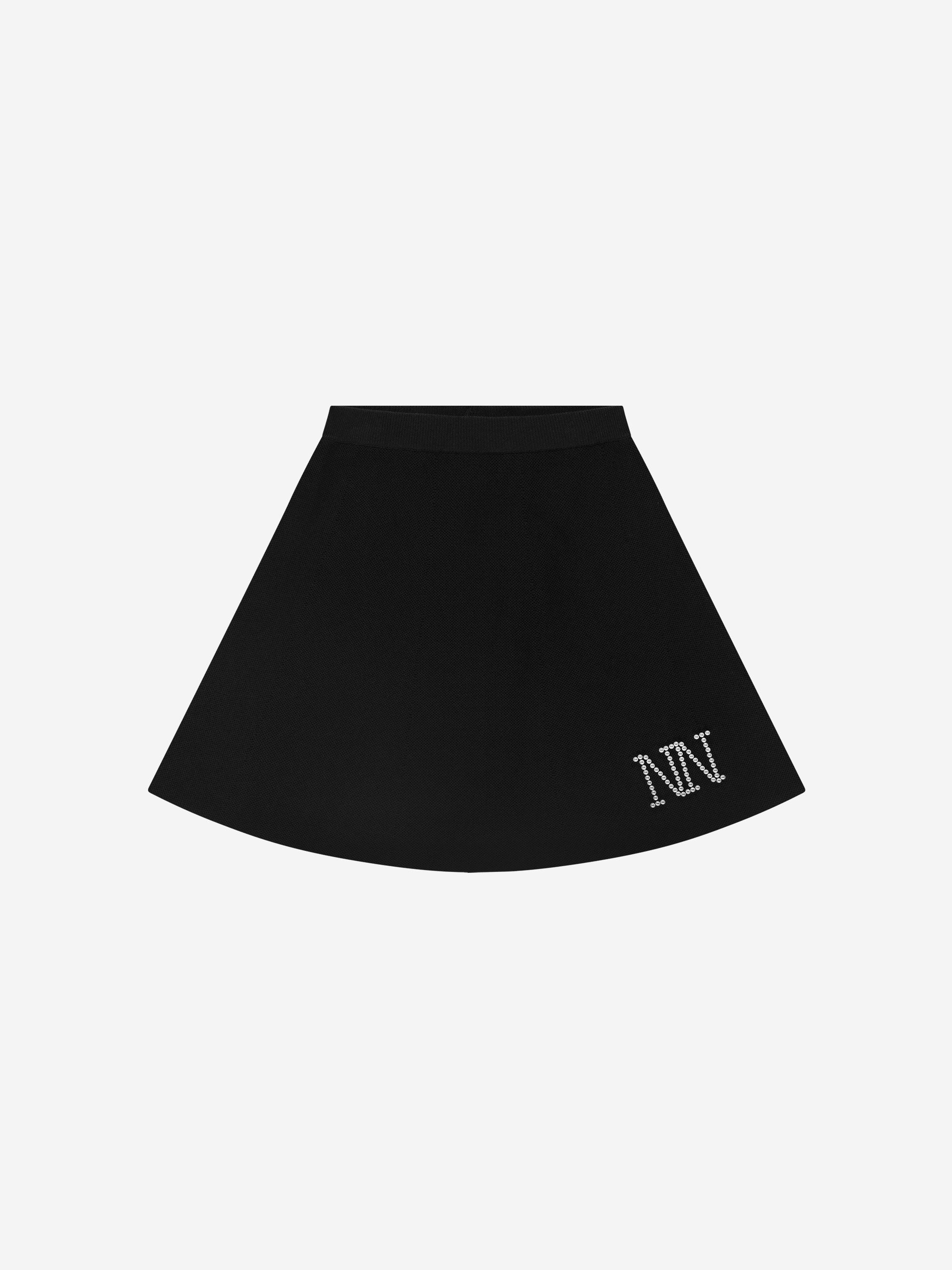 Knitted midi skirt with pearl logo