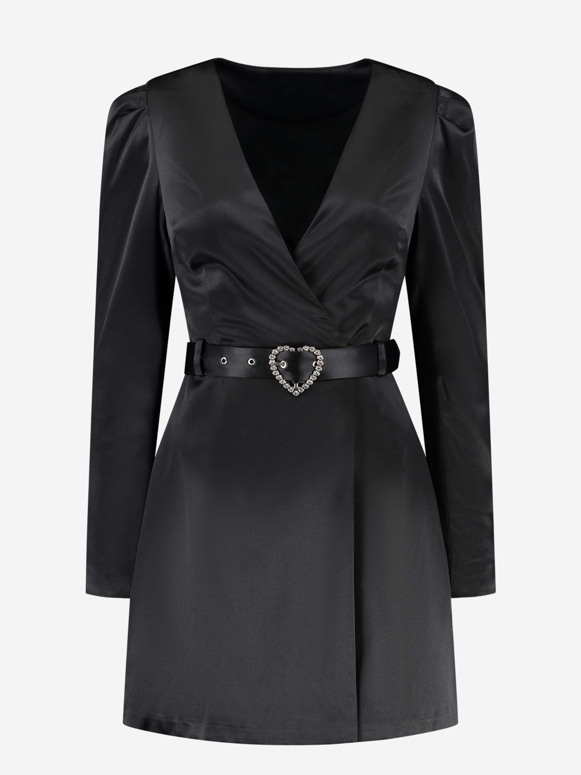 Satin look dress with belt 