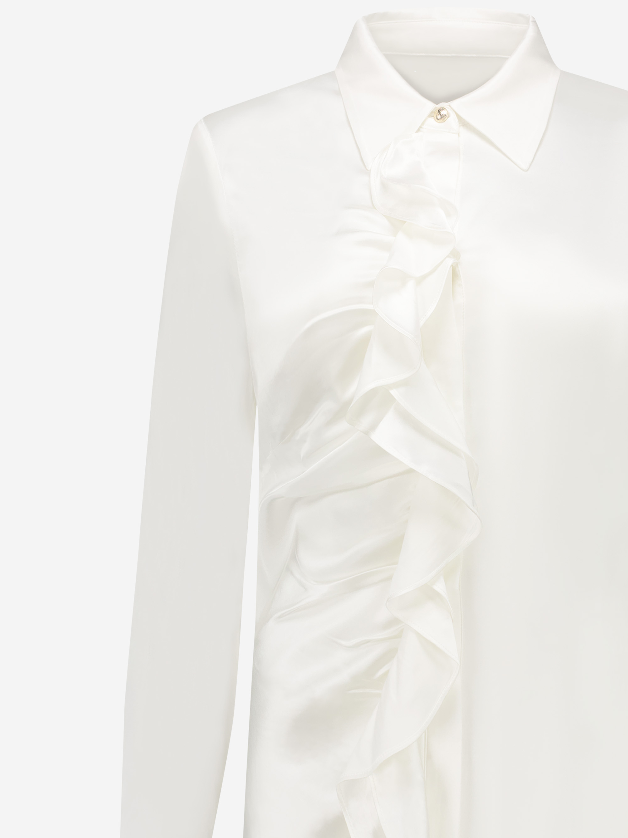 Satin look louse with ruffles