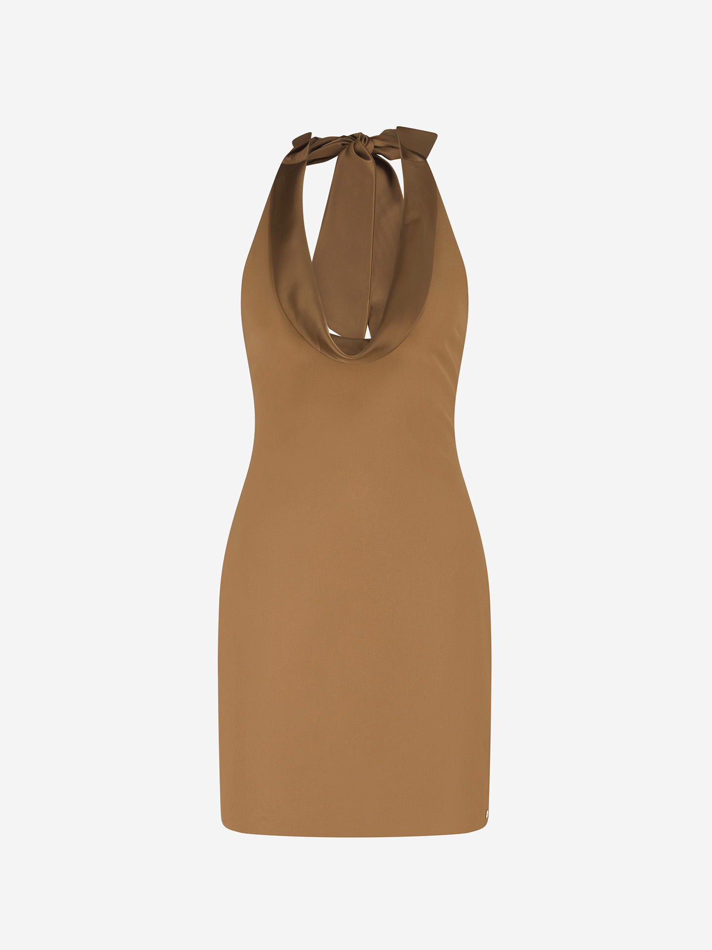 Halter dress with waterfall neckline