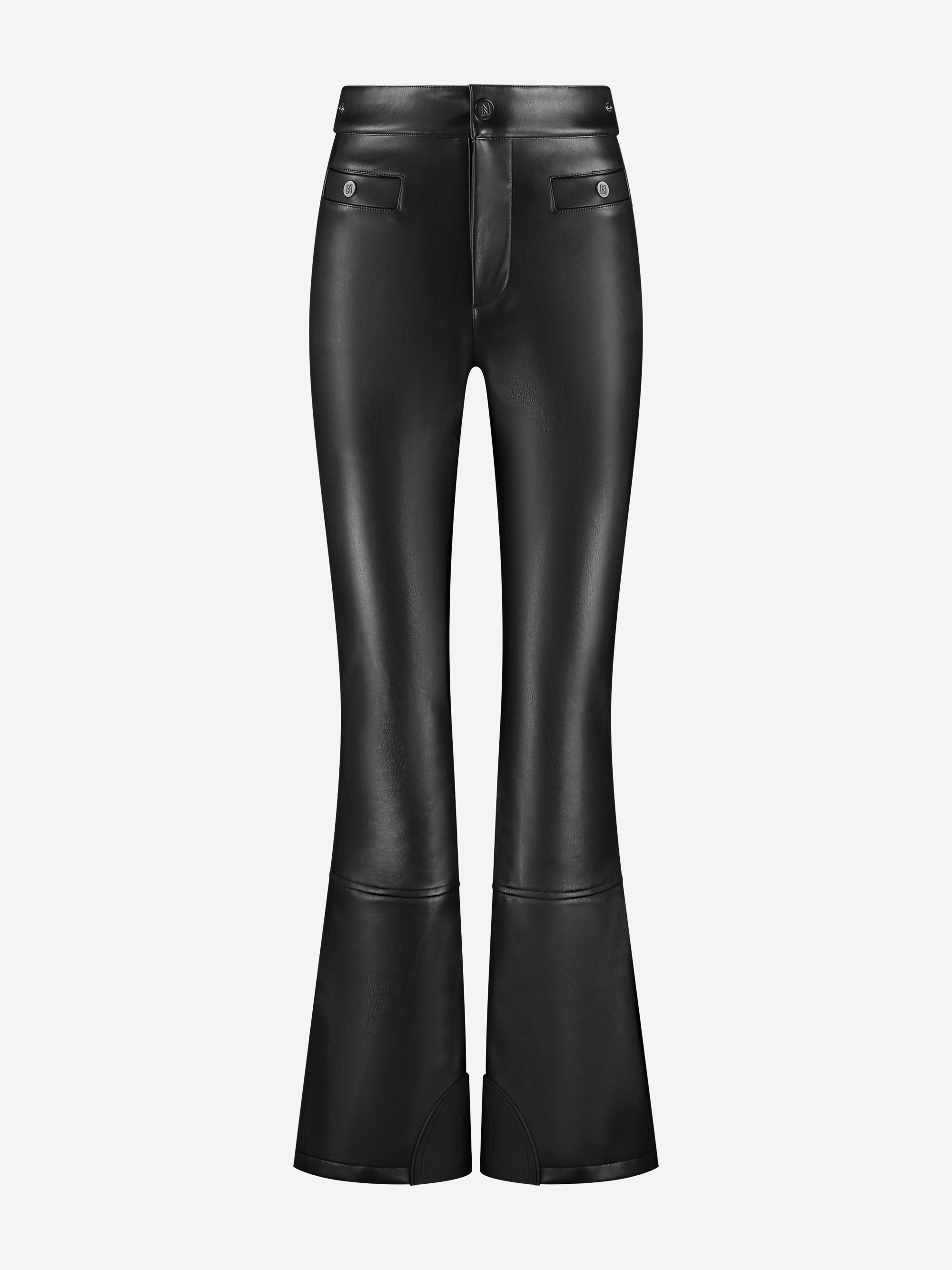  Flared ski pants with leather look