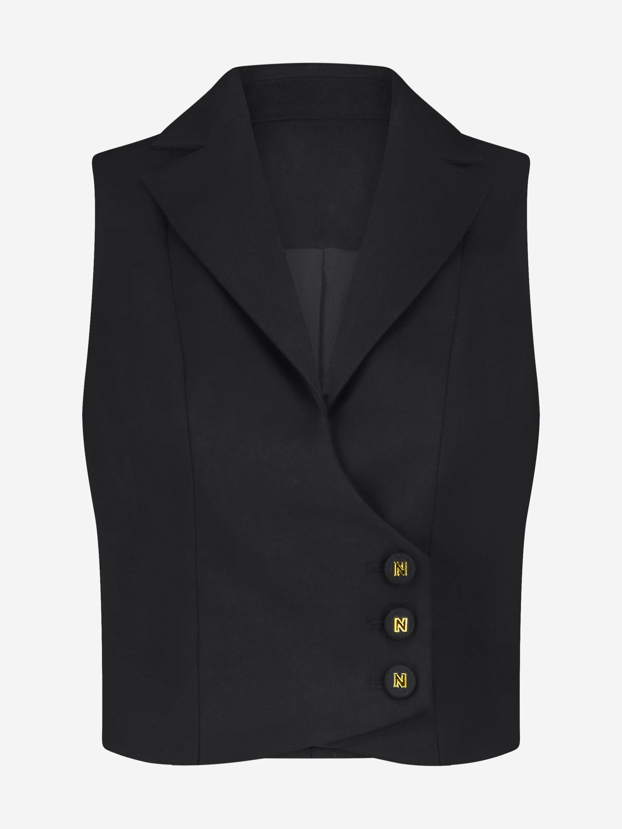 Kort gilet met overslag en N-knopen