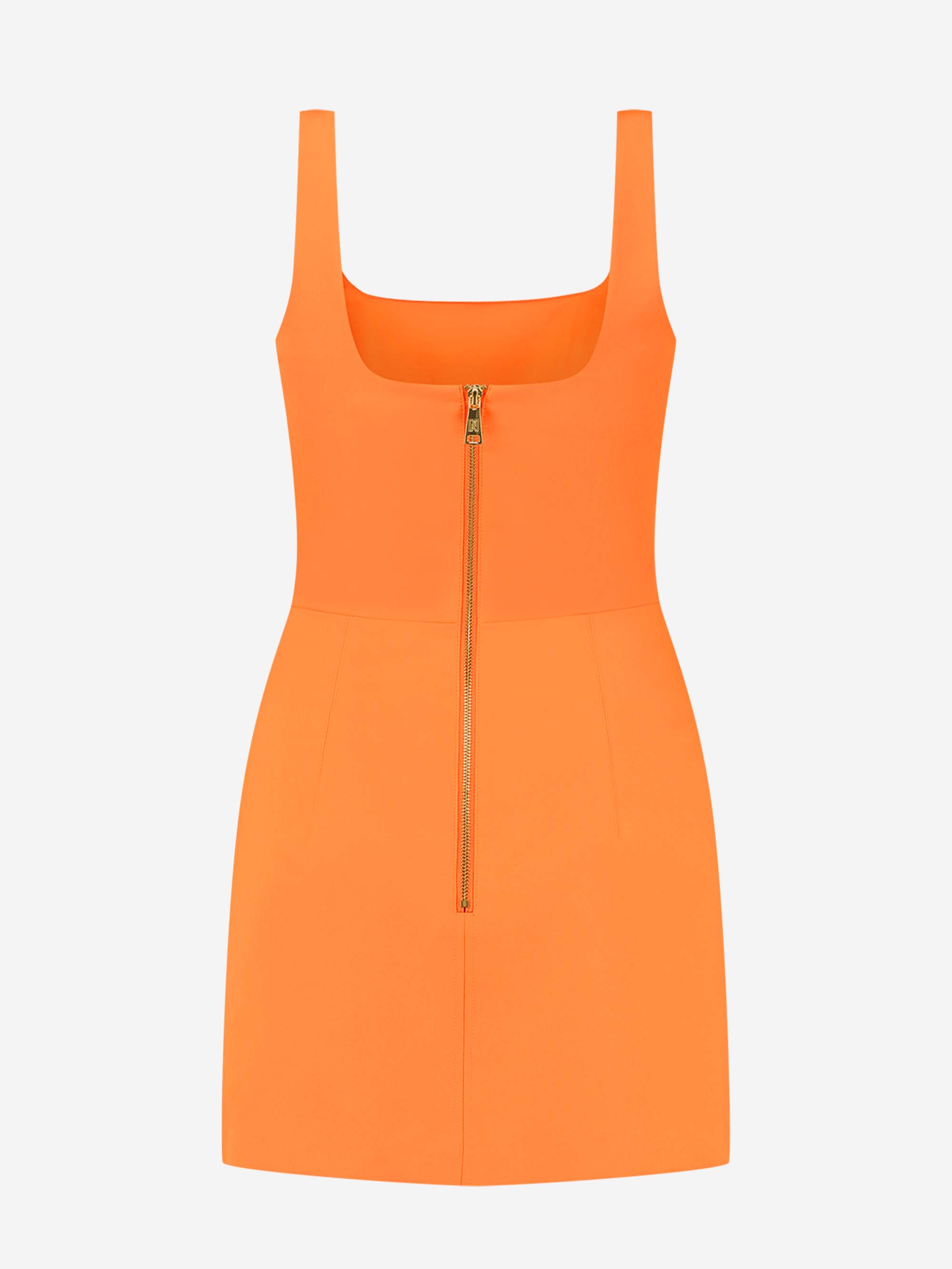 Fitted dress with square neckline