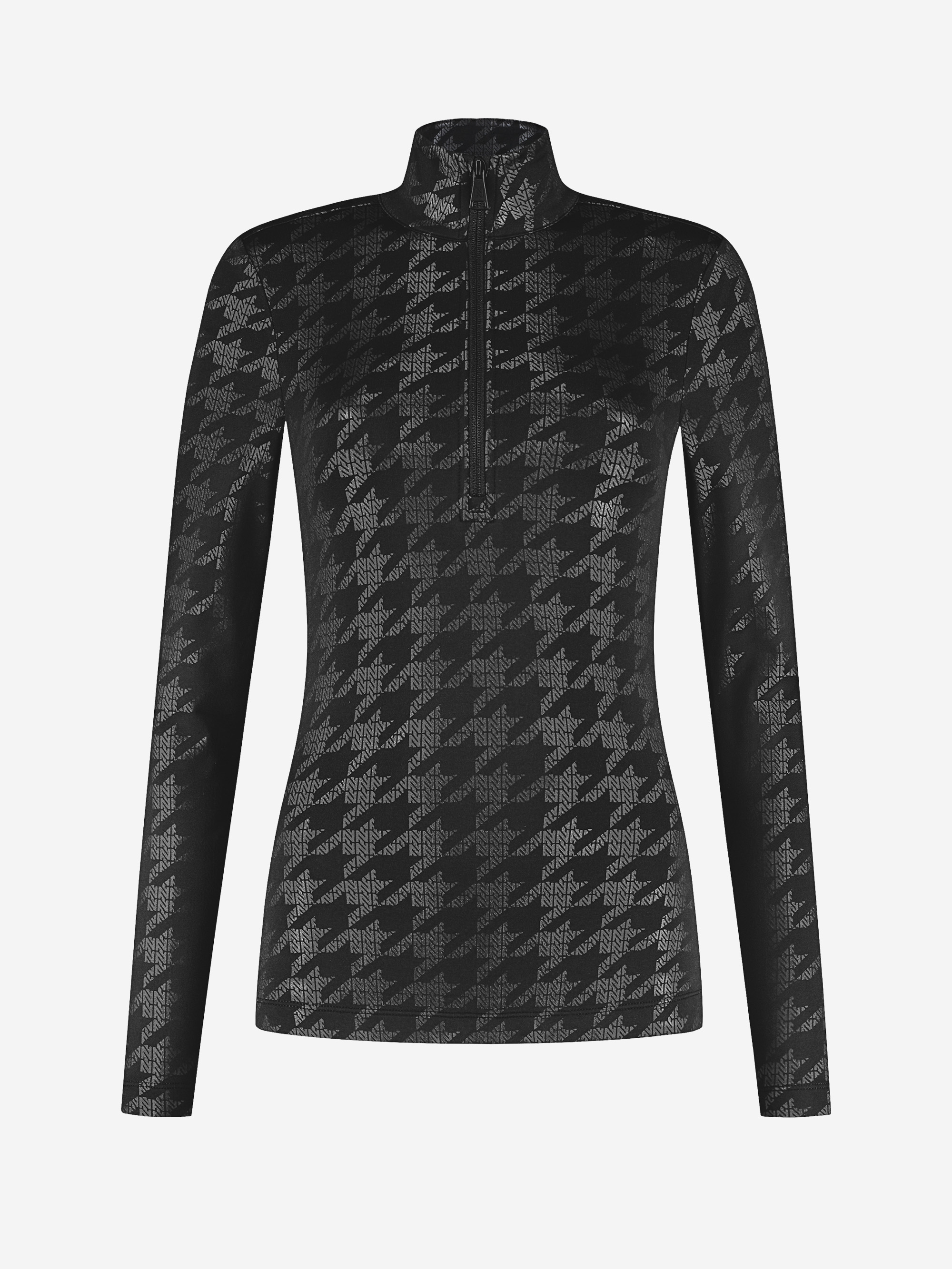 Fitted top with zipper and logo pattern