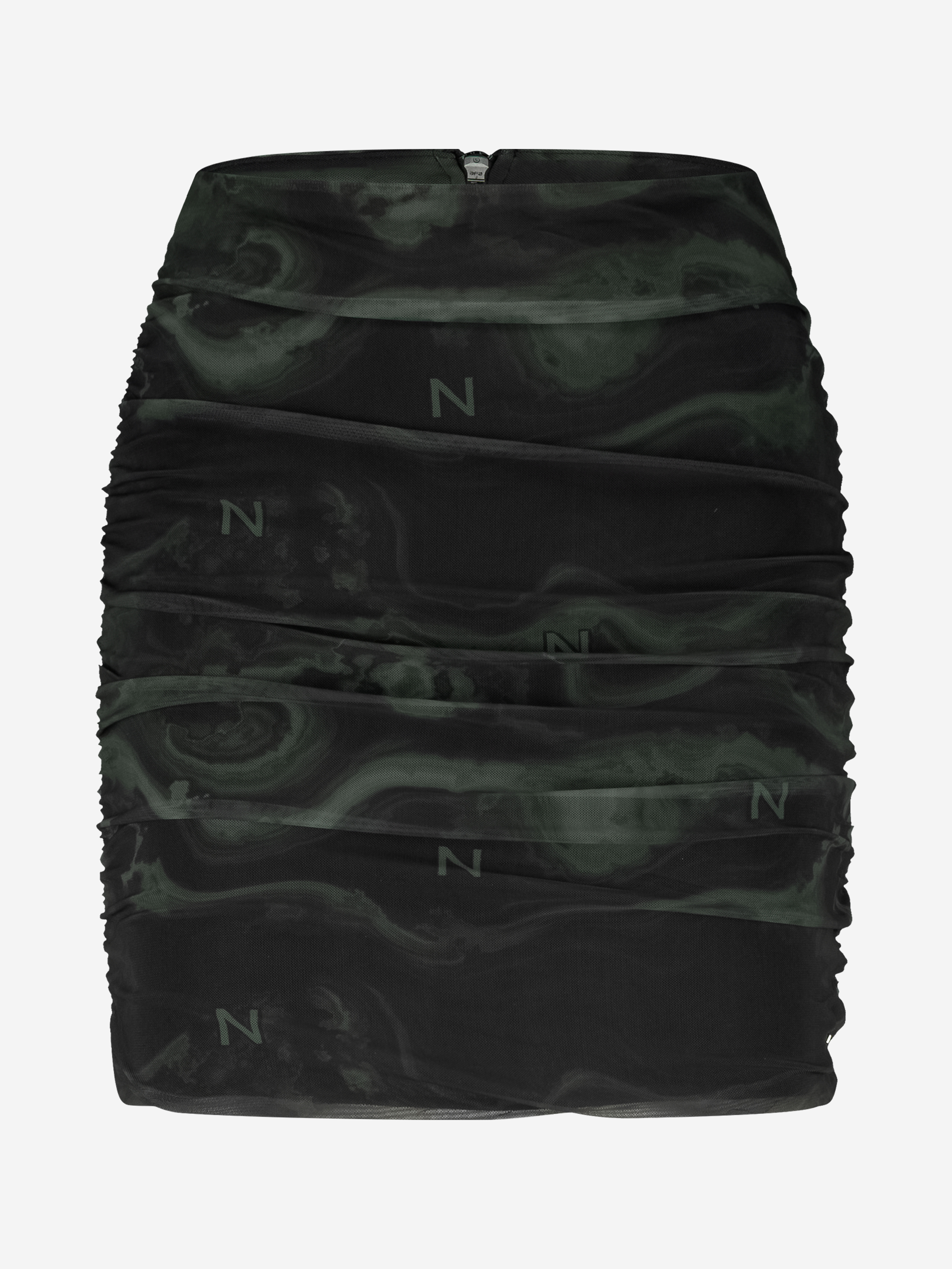 Draped mesh skirt with logo pattern