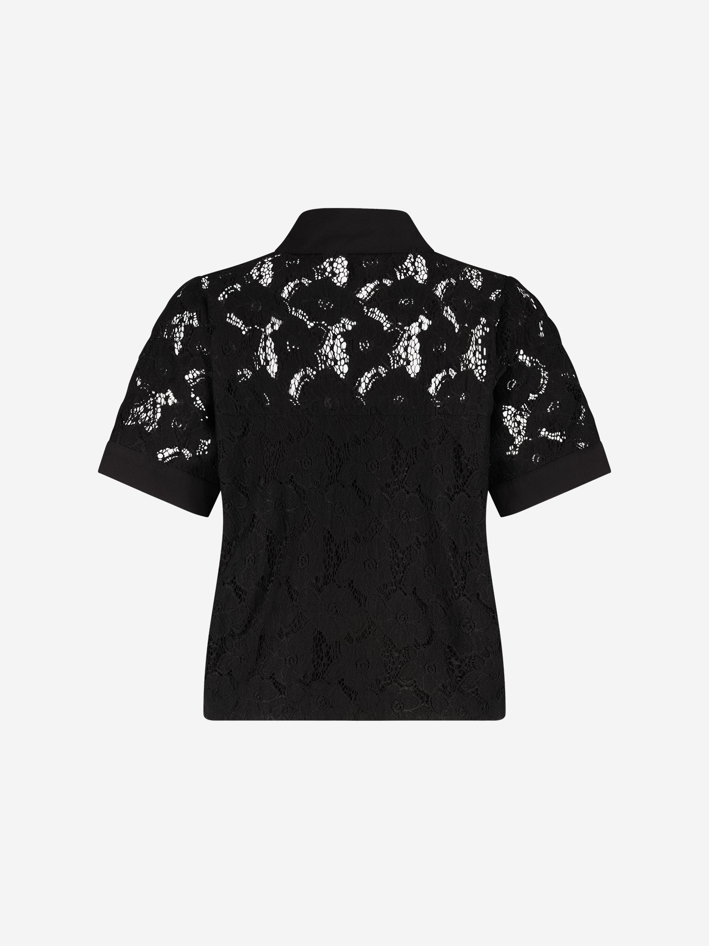 Open knit blouse with floral pattern