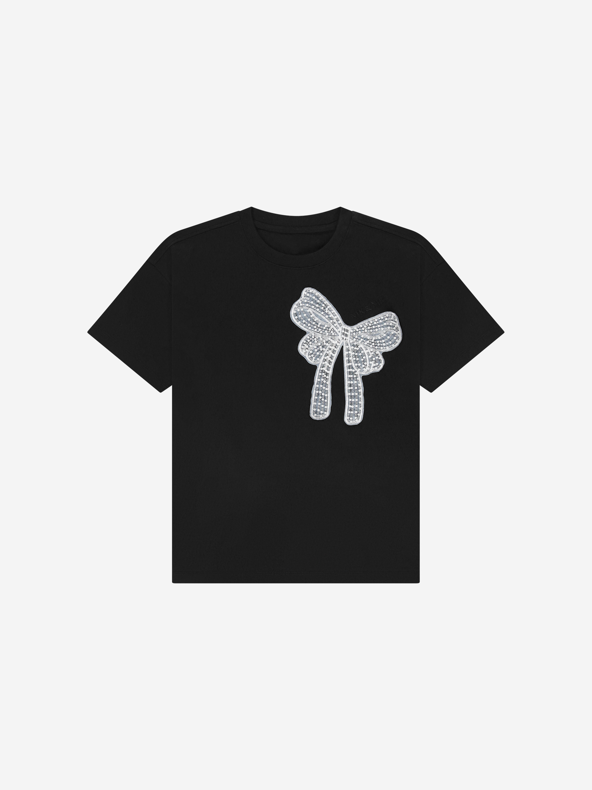 T-shirt with pearl bow detail