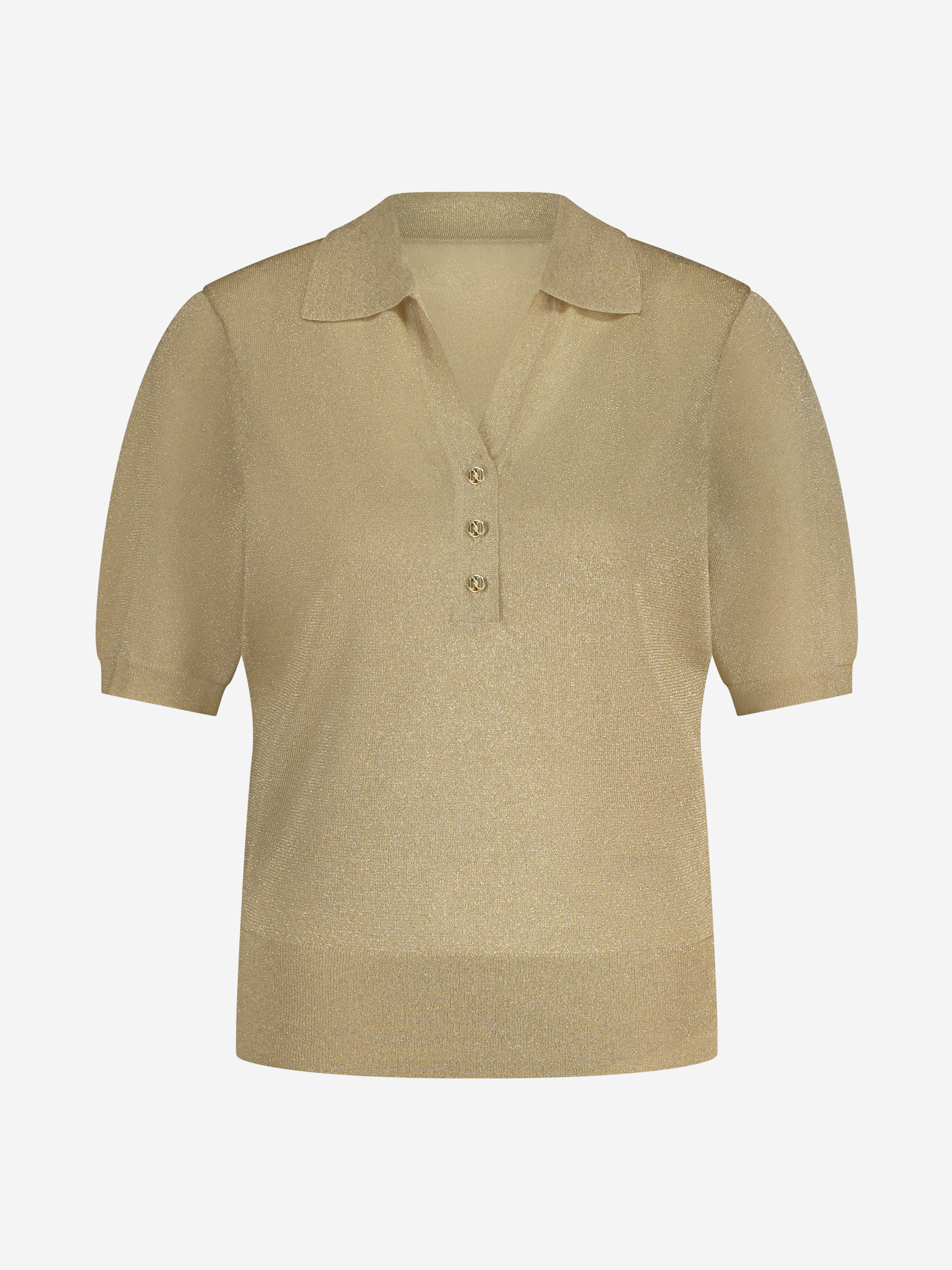 Polo top with glitter and N-buttons