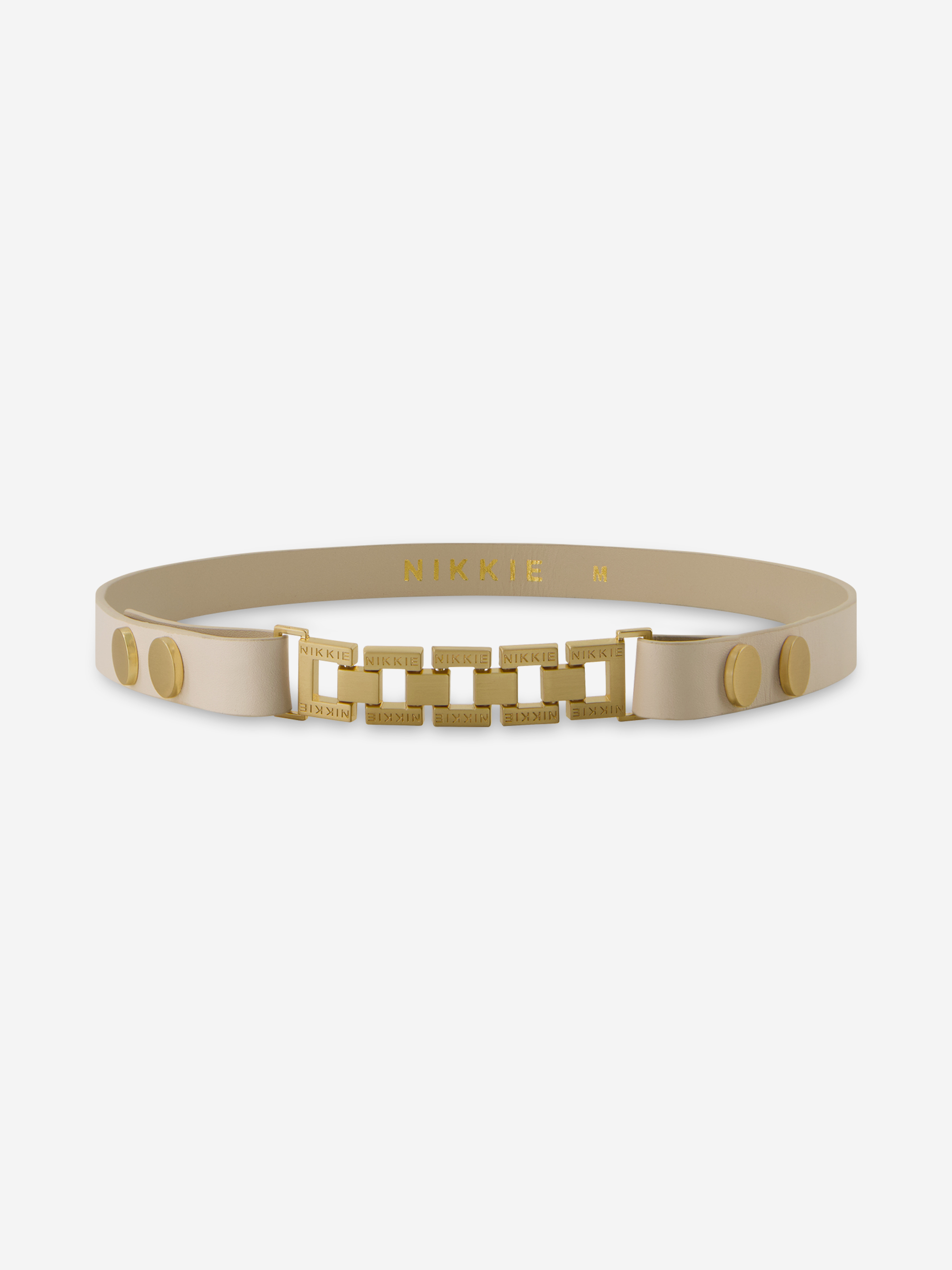 Leather waist belt with chain buckle