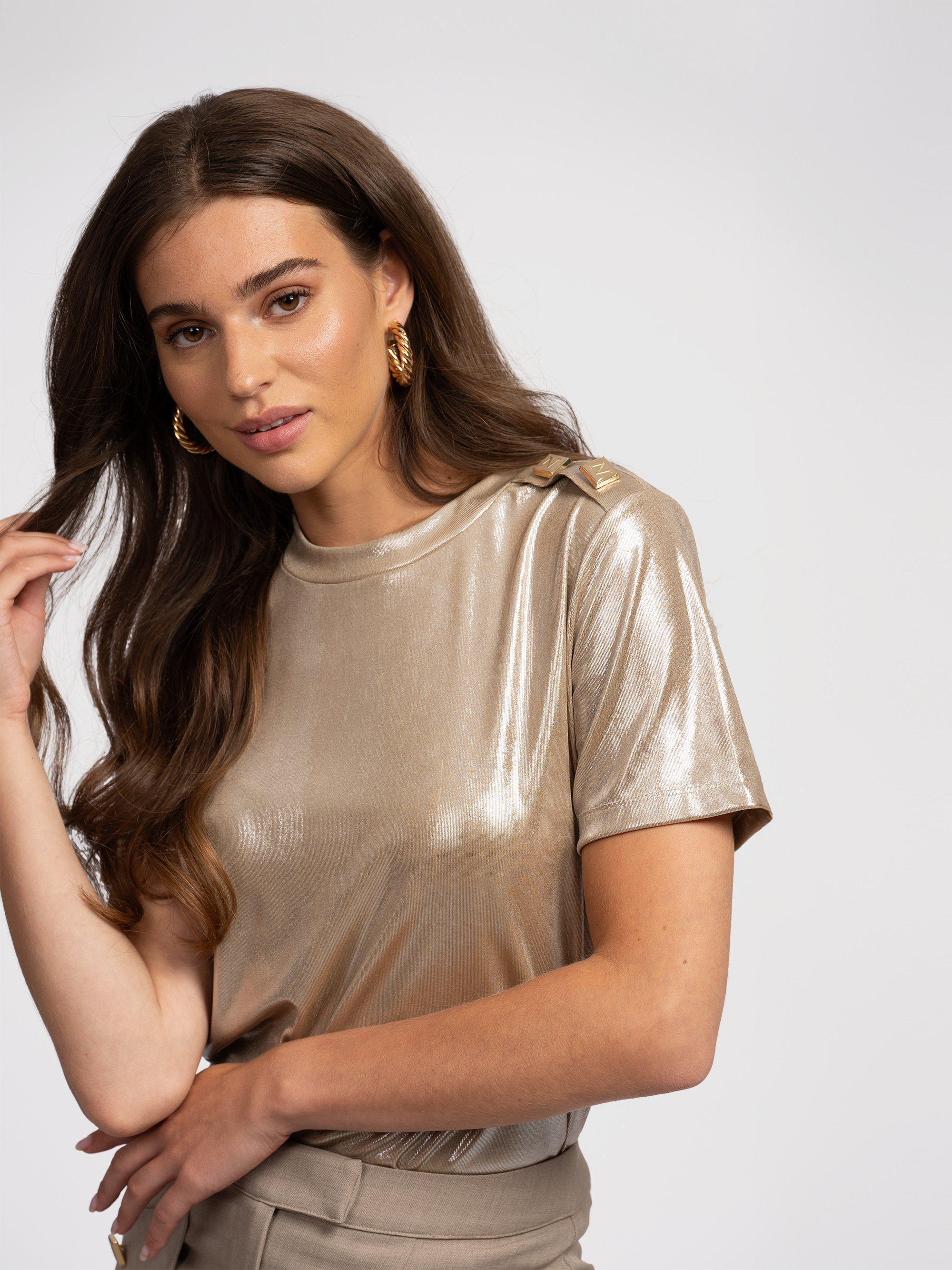 T-shirt met metallic look